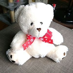 Holiday Home 10" White Bear Plush Stuffy